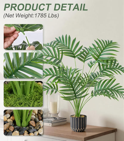 Fake Plants Monstera Plant, 28" Artificial Potted Plants Indoor with Black Gold Pot for Home Decor, Faux Plants Greenery for Living Room Bedroom Office Entryway Porch House Decoration