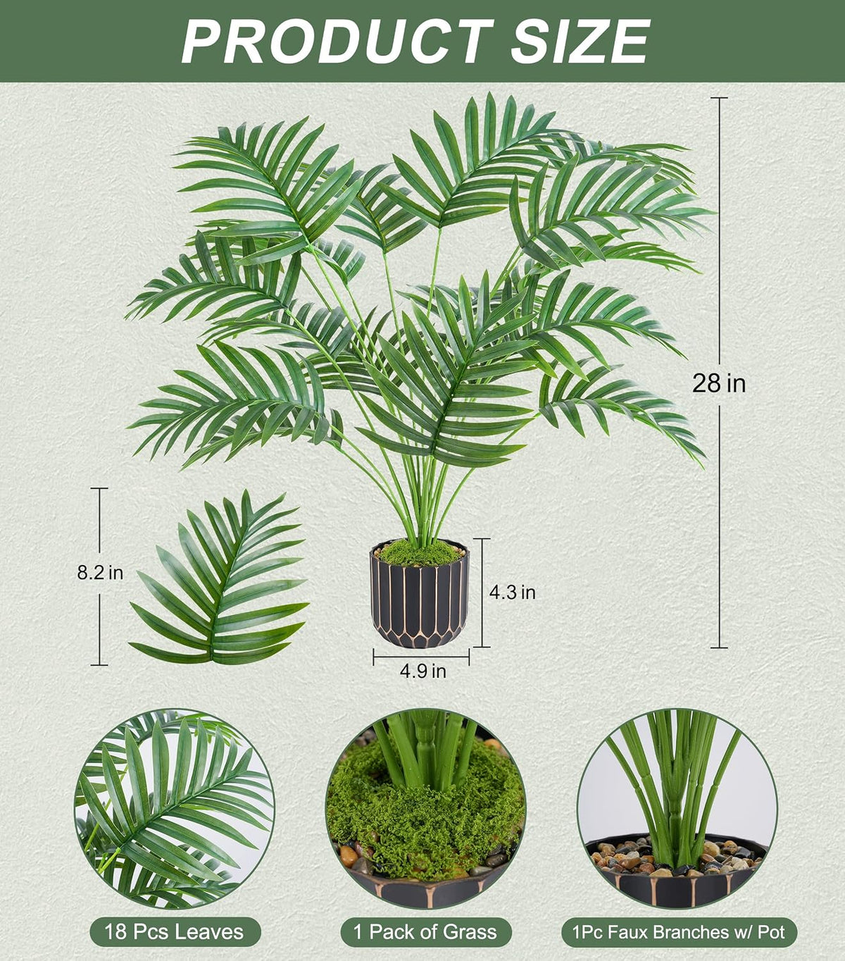 Fake Plants Monstera Plant, 28" Artificial Potted Plants Indoor with Black Gold Pot for Home Decor, Faux Plants Greenery for Living Room Bedroom Office Entryway Porch House Decoration