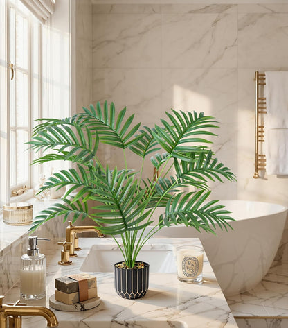 Fake Plants Monstera Plant, 28" Artificial Potted Plants Indoor with Black Gold Pot for Home Decor, Faux Plants Greenery for Living Room Bedroom Office Entryway Porch House Decoration