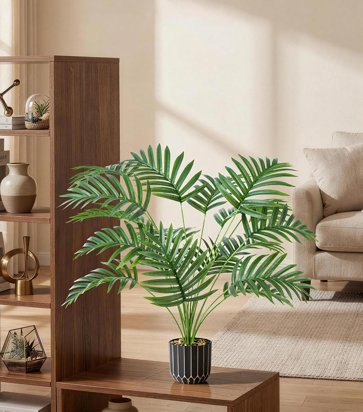 Fake Plants Monstera Plant, 28" Artificial Potted Plants Indoor with Black Gold Pot for Home Decor, Faux Plants Greenery for Living Room Bedroom Office Entryway Porch House Decoration