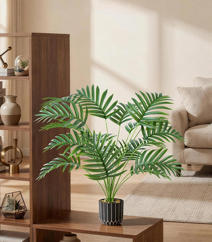 Fake Plants Monstera Plant, 28" Artificial Potted Plants Indoor with Black Gold Pot for Home Decor, Faux Plants Greenery for Living Room Bedroom Office Entryway Porch House Decoration