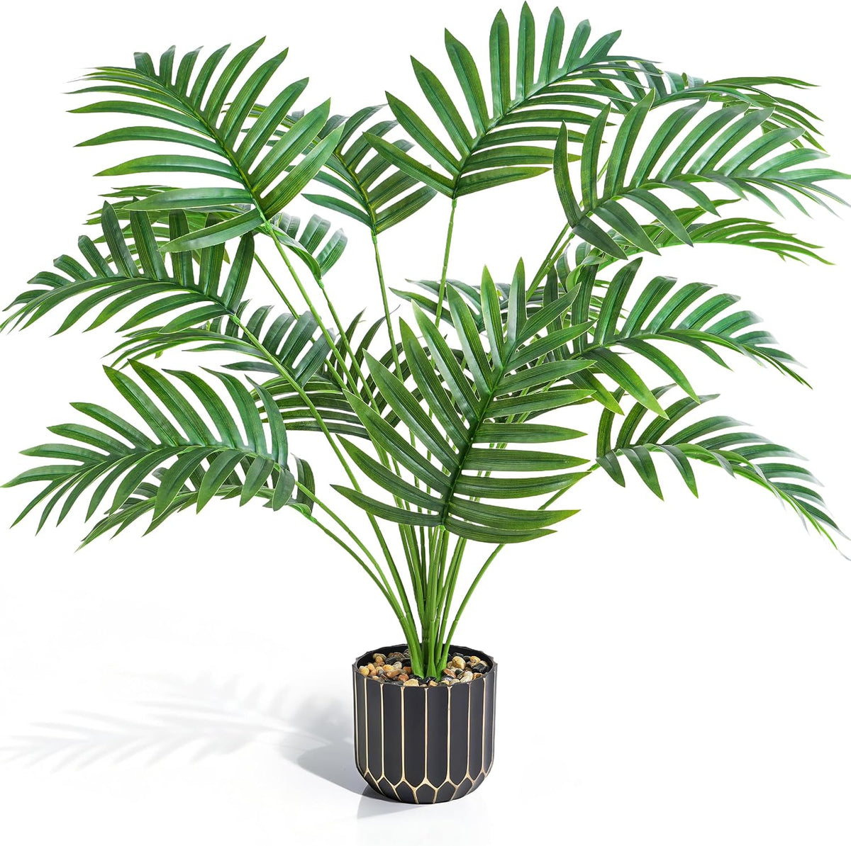 Fake Plants Monstera Plant, 28" Artificial Potted Plants Indoor with Black Gold Pot for Home Decor, Faux Plants Greenery for Living Room Bedroom Office Entryway Porch House Decoration