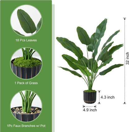 Fake Plants Monstera Plant, 28" Artificial Potted Plants Indoor with Black Gold Pot for Home Decor, Faux Plants Greenery for Living Room Bedroom Office Entryway Porch House Decoration