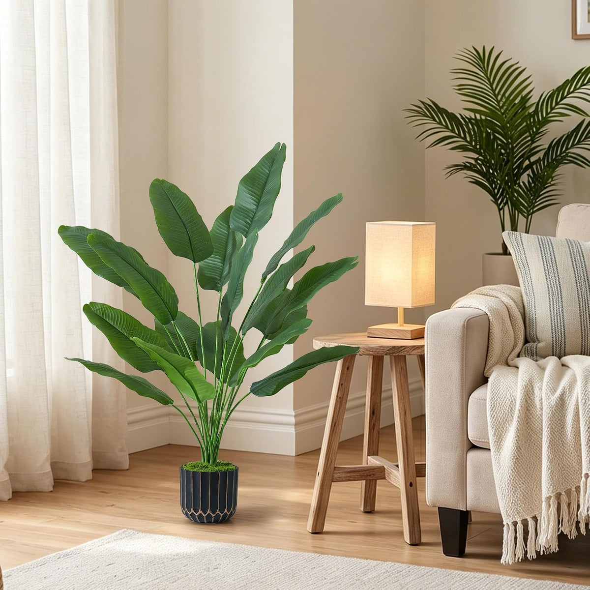 Fake Plants Monstera Plant, 28" Artificial Potted Plants Indoor with Black Gold Pot for Home Decor, Faux Plants Greenery for Living Room Bedroom Office Entryway Porch House Decoration