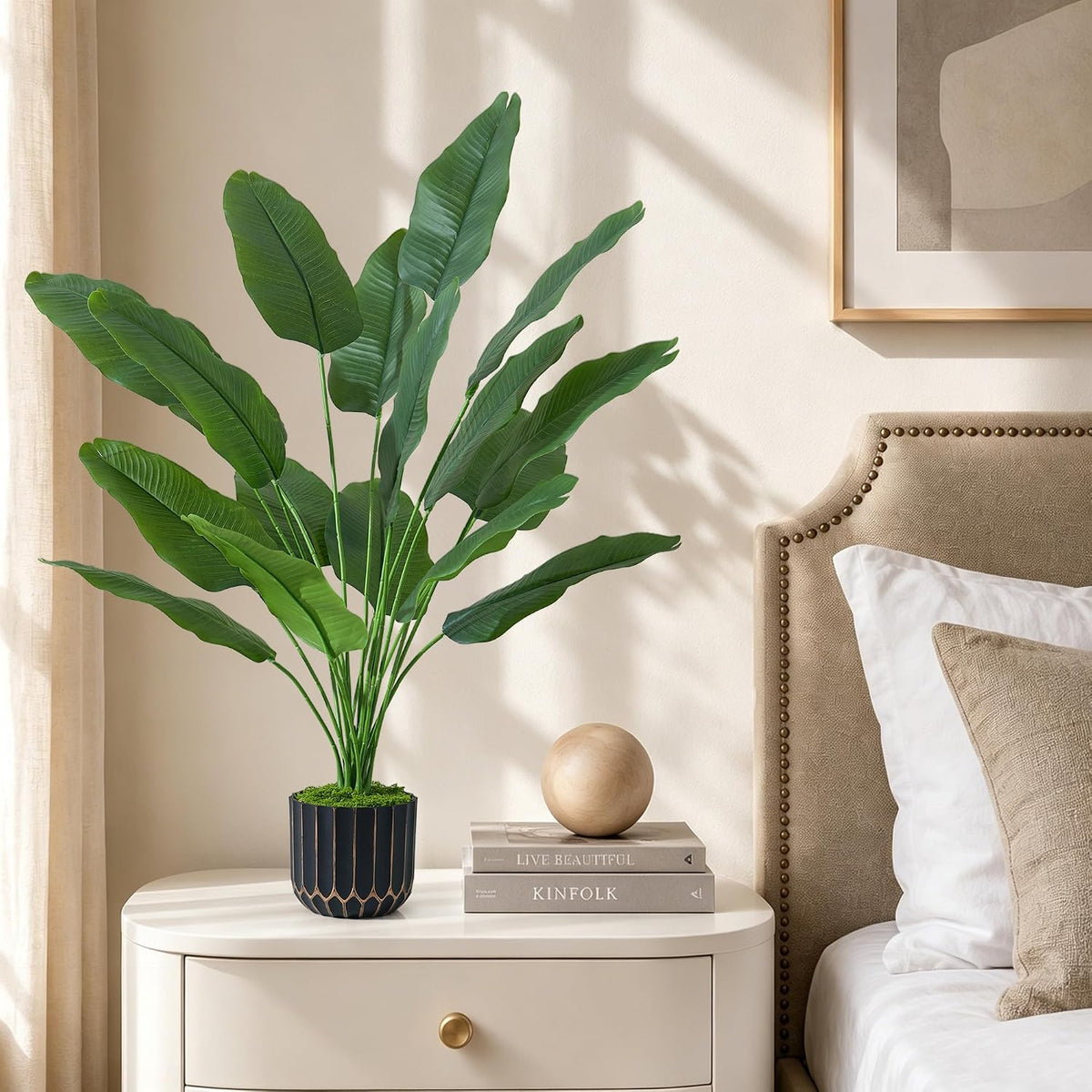 Fake Plants Monstera Plant, 28" Artificial Potted Plants Indoor with Black Gold Pot for Home Decor, Faux Plants Greenery for Living Room Bedroom Office Entryway Porch House Decoration