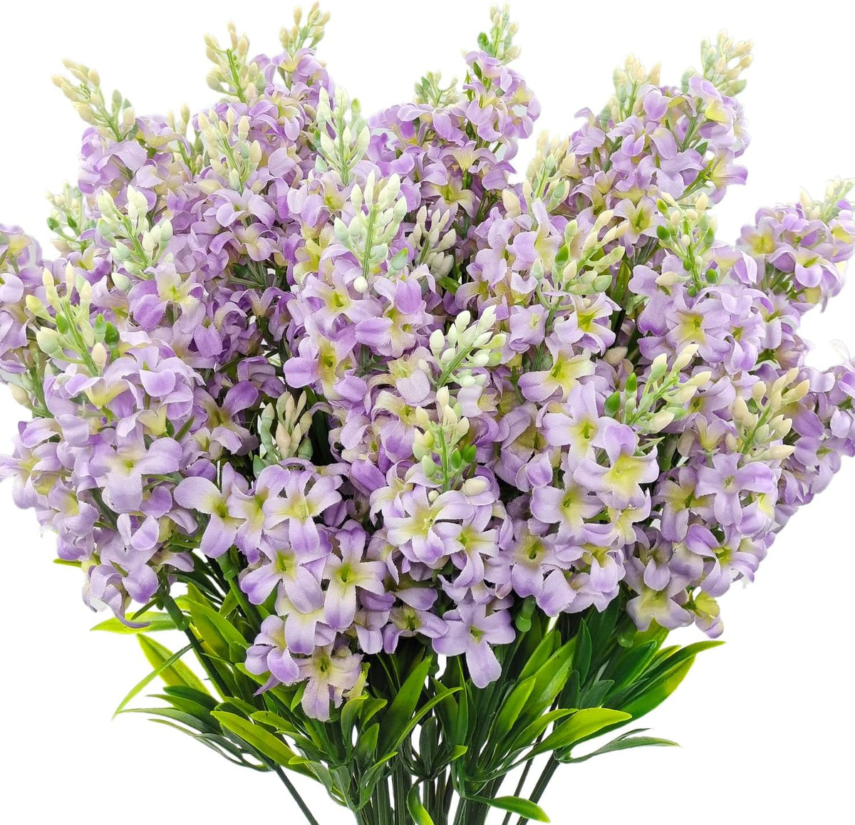 6 Bundles Artificial Lilacs Flowers Fake Silk Flower Faux Plastic Plant Floral Arrangement for Home Indoor Outdoor Garden Window Box Porch Pots Patio Planters Table Vase Decor(Purple)