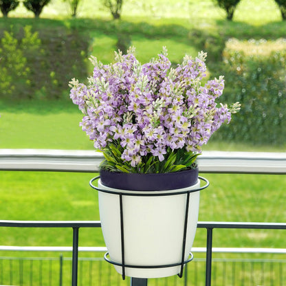 6 Bundles Artificial Lilacs Flowers Fake Silk Flower Faux Plastic Plant Floral Arrangement for Home Indoor Outdoor Garden Window Box Porch Pots Patio Planters Table Vase Decor(Purple)