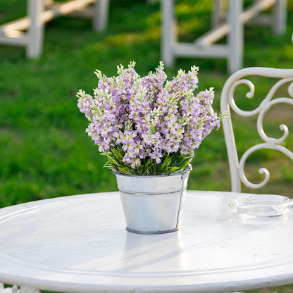 6 Bundles Artificial Lilacs Flowers Fake Silk Flower Faux Plastic Plant Floral Arrangement for Home Indoor Outdoor Garden Window Box Porch Pots Patio Planters Table Vase Decor(Purple)