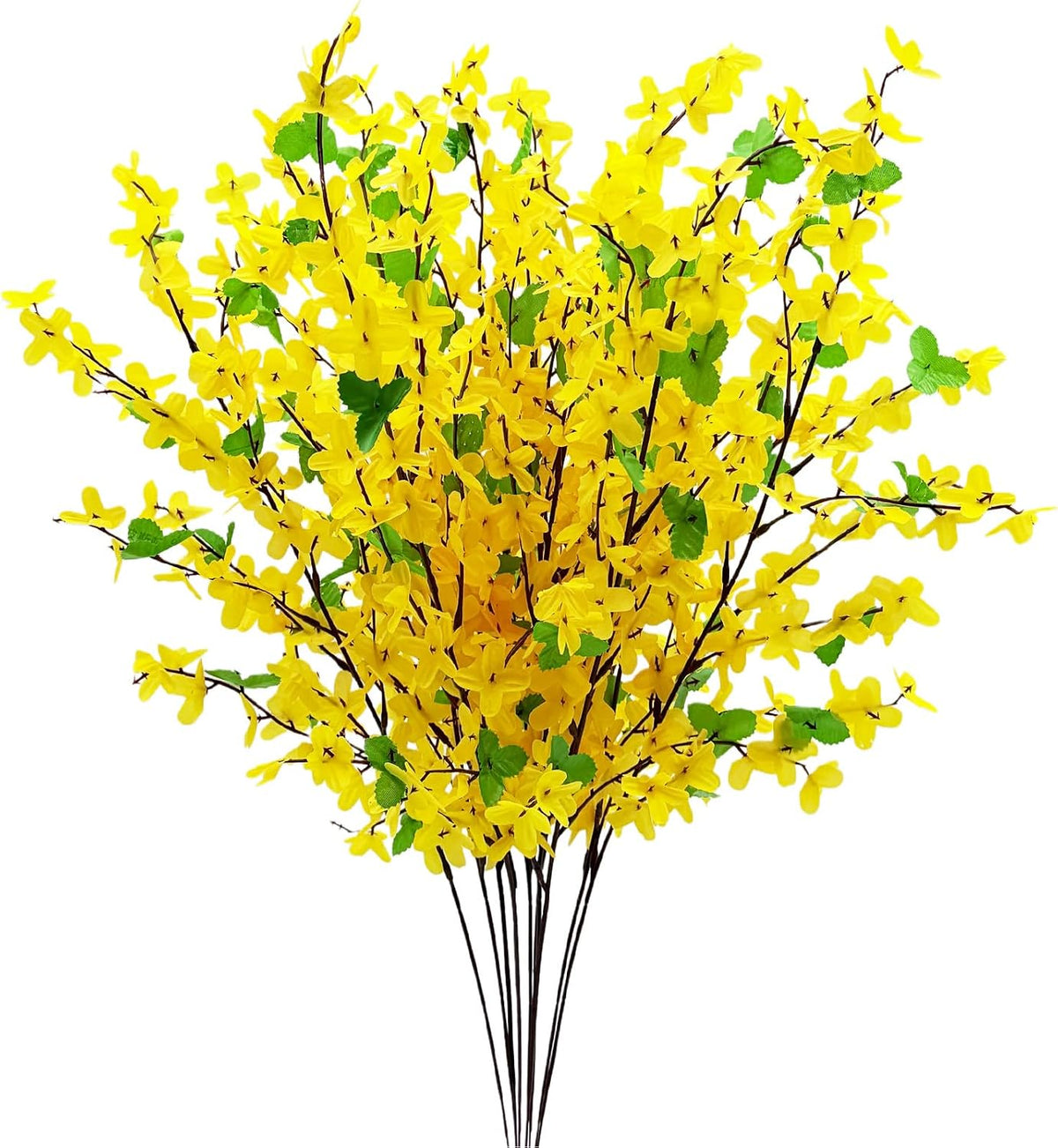 10PCS Artificial Forsythia Flowers Fake Forsythia Stem 25.5" Silk Yellow Winter Jasmine Branches Artificial Orchids Flower for Home Table Wedding Graveyard Kitchen Office Decoration.