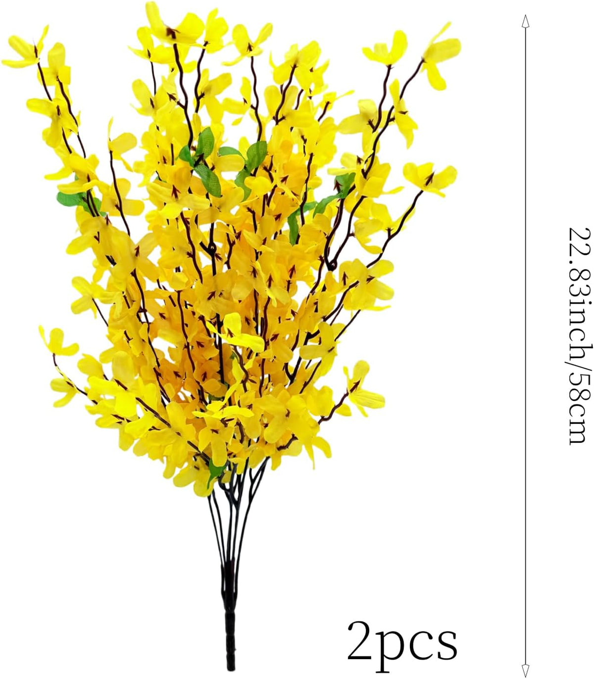 10PCS Artificial Forsythia Flowers Fake Forsythia Stem 25.5" Silk Yellow Winter Jasmine Branches Artificial Orchids Flower for Home Table Wedding Graveyard Kitchen Office Decoration.