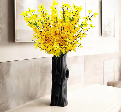 10PCS Artificial Forsythia Flowers Fake Forsythia Stem 25.5" Silk Yellow Winter Jasmine Branches Artificial Orchids Flower for Home Table Wedding Graveyard Kitchen Office Decoration.