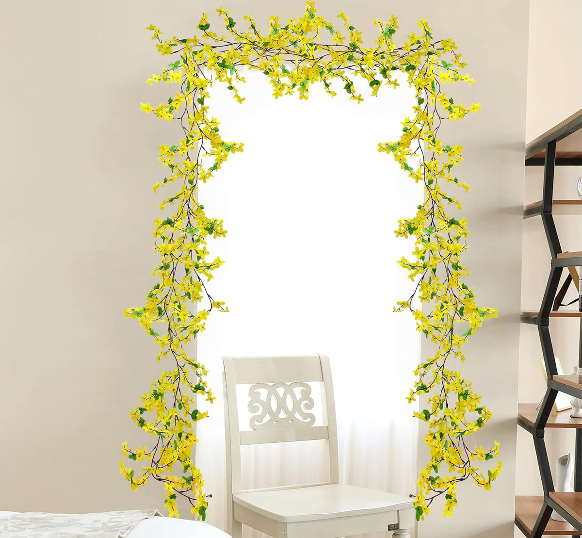 10PCS Artificial Forsythia Flowers Fake Forsythia Stem 25.5" Silk Yellow Winter Jasmine Branches Artificial Orchids Flower for Home Table Wedding Graveyard Kitchen Office Decoration.