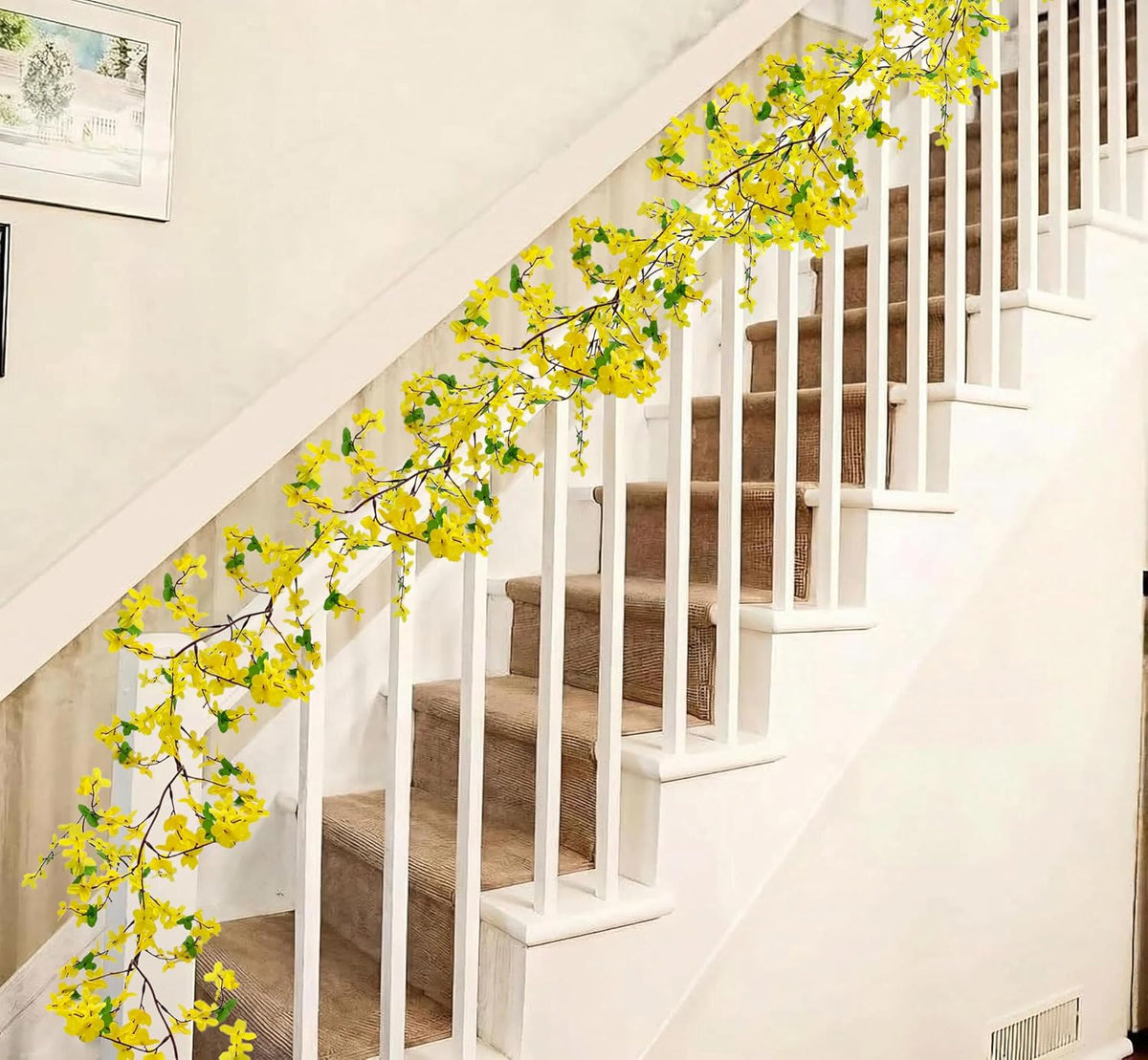 10PCS Artificial Forsythia Flowers Fake Forsythia Stem 25.5" Silk Yellow Winter Jasmine Branches Artificial Orchids Flower for Home Table Wedding Graveyard Kitchen Office Decoration.