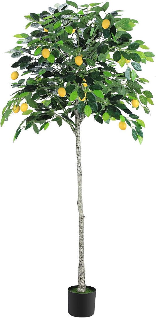 6FT Artificial Lemon Tree for Room, Faux Lemon Plant Realistic Leaves Lemon
