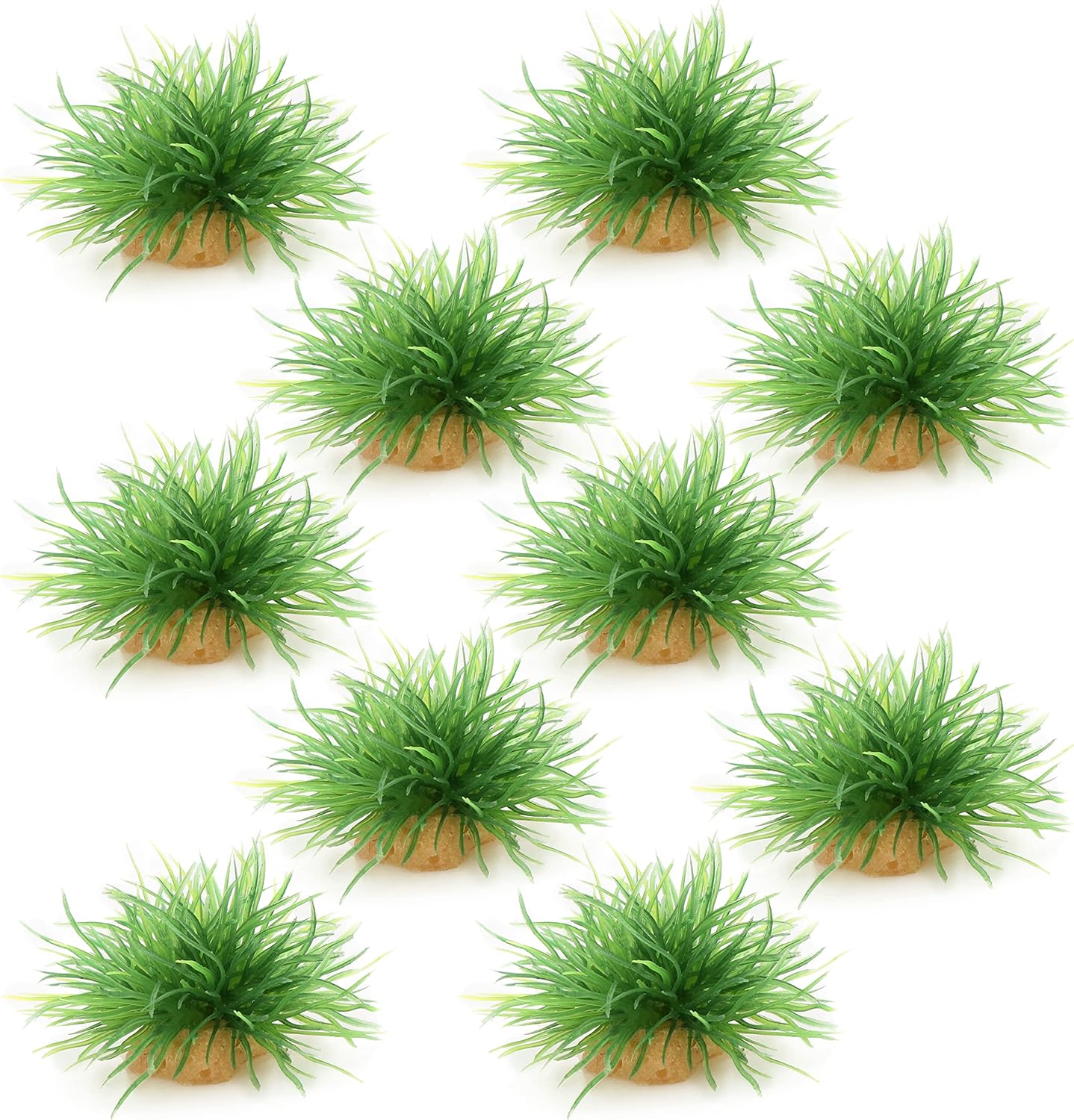 Aquarium Landscape Foreground Grass Seaweed Green Plants for Marine Freshwater Fish Tank Decoration, Pack of 10