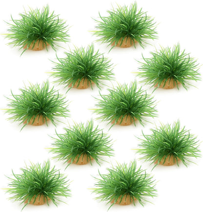 Aquarium Landscape Foreground Grass Seaweed Green Plants for Marine Freshwater Fish Tank Decoration, Pack of 10