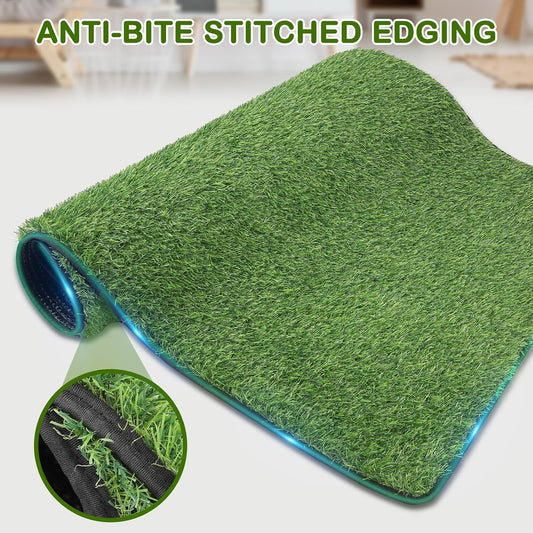Artificial Grass for Dogs Potty, Reusable Pet Training Mat for Home and Travel, Washable Hemmed Edge Grass Pee Pad with Drainage Holes, Easy to Clean (31"x51")