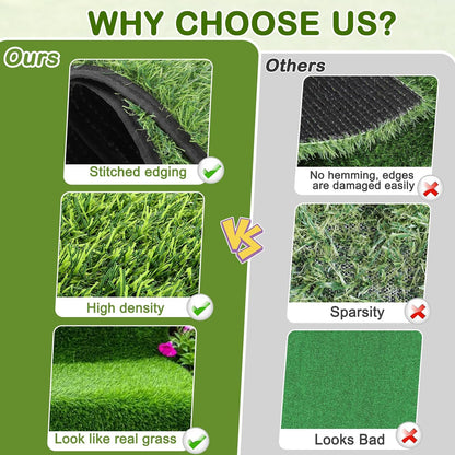 Artificial Grass for Dogs Potty, Reusable Pet Training Mat for Home and Travel, Washable Hemmed Edge Grass Pee Pad with Drainage Holes, Easy to Clean (31"x51")