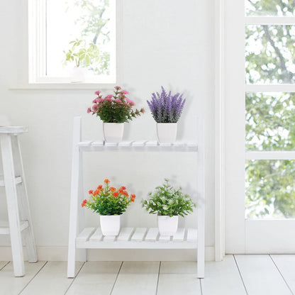6 Pack Small Fake Plants Mini Artificial Faux Flowers with Pot Mini Potted Plants for House Office Desk Tabletop Decoration