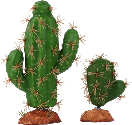 2pcs Reptile Tank Plant Decoration Artificial Simulation Cactus Ornament Set Micro Landscape Adornment for Terrarium Environment Decoration
