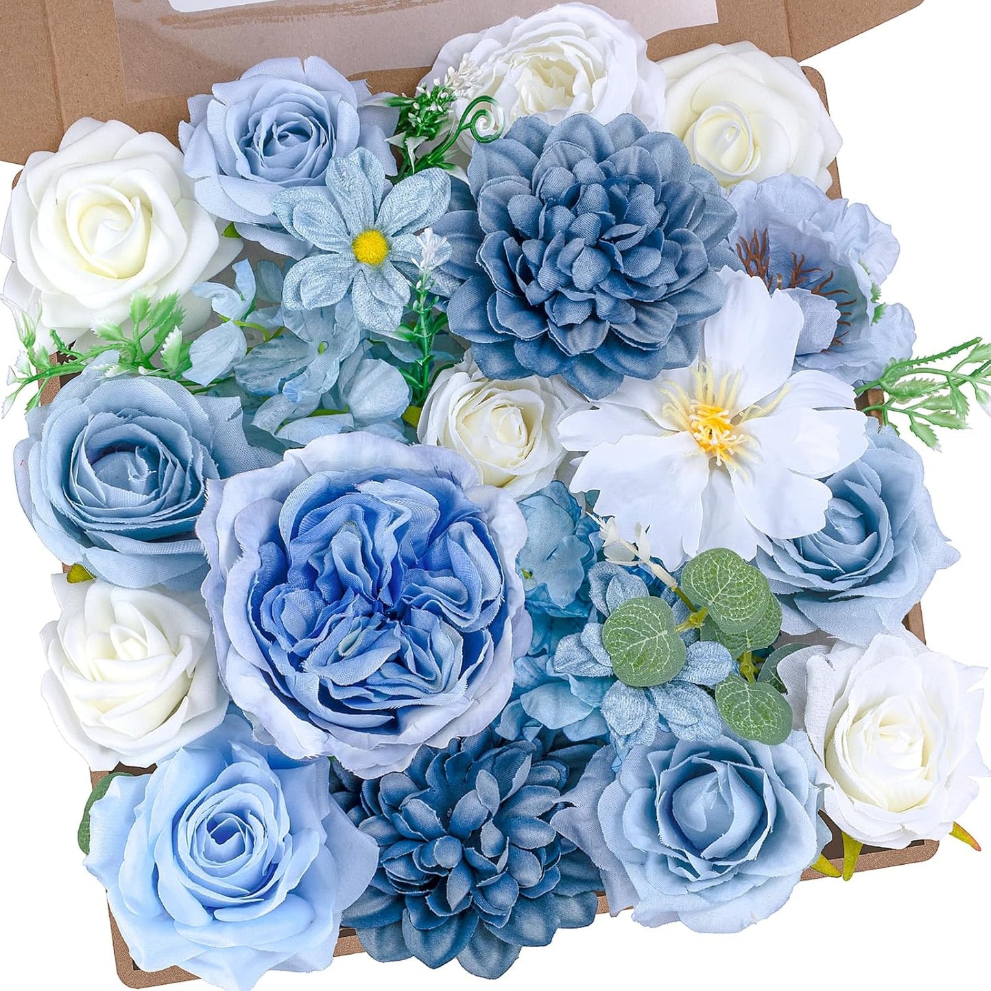Artificial Flower Box Set Faux Flowers Fake Roses with Stems for DIY | Silk Pink Flowers for DIY Wedding Bouquets Bridal Shower Centerpieces Arrangements Party Tables Decorations