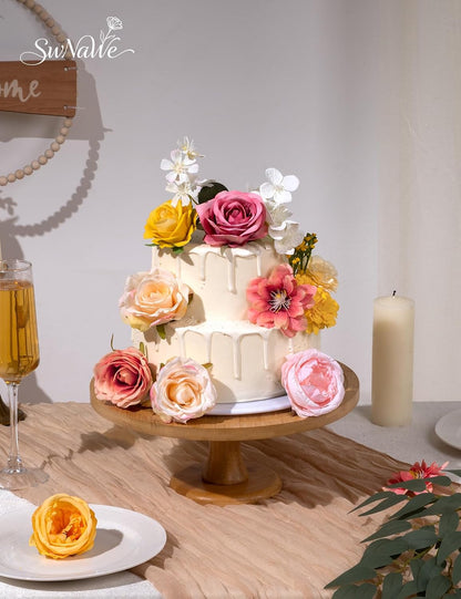 Artificial Flower Box Set Faux Flowers Fake Roses with Stems for DIY | Silk Pink Flowers for DIY Wedding Bouquets Bridal Shower Centerpieces Arrangements Party Tables Decorations