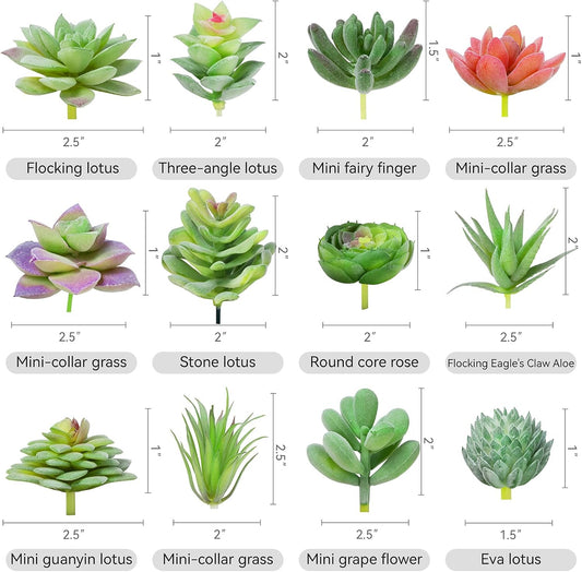 12 Pcs Artificial Succulents, Mini Fake Plants Unpotted