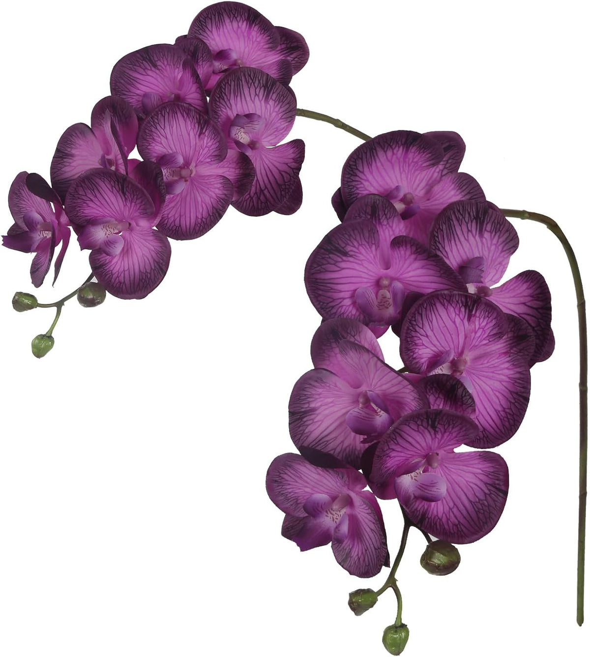 2pcs Champagne Pink Orchid Artificial Flowers, 34.3" Real Touch Fake Orchid Latex Phalaenopsis Branches for Home Party Wedding Bridal Shower Decoration