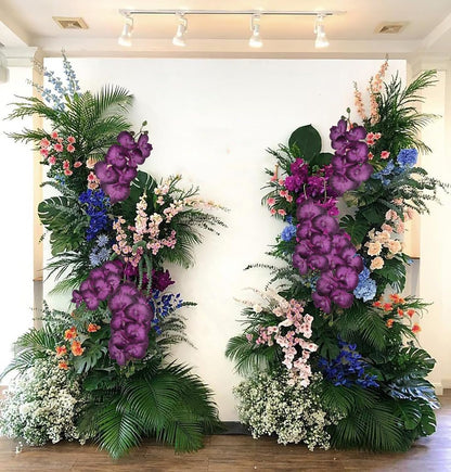 2pcs Champagne Pink Orchid Artificial Flowers, 34.3" Real Touch Fake Orchid Latex Phalaenopsis Branches for Home Party Wedding Bridal Shower Decoration