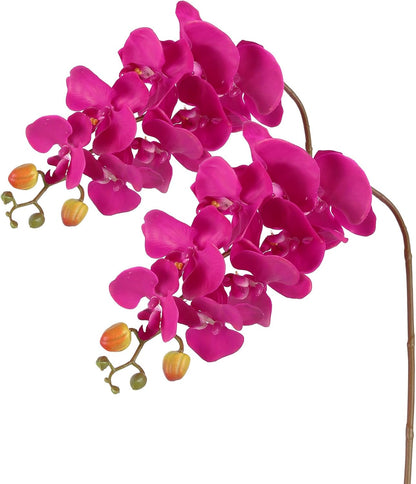 2pcs Champagne Pink Orchid Artificial Flowers, 34.3" Real Touch Fake Orchid Latex Phalaenopsis Branches for Home Party Wedding Bridal Shower Decoration