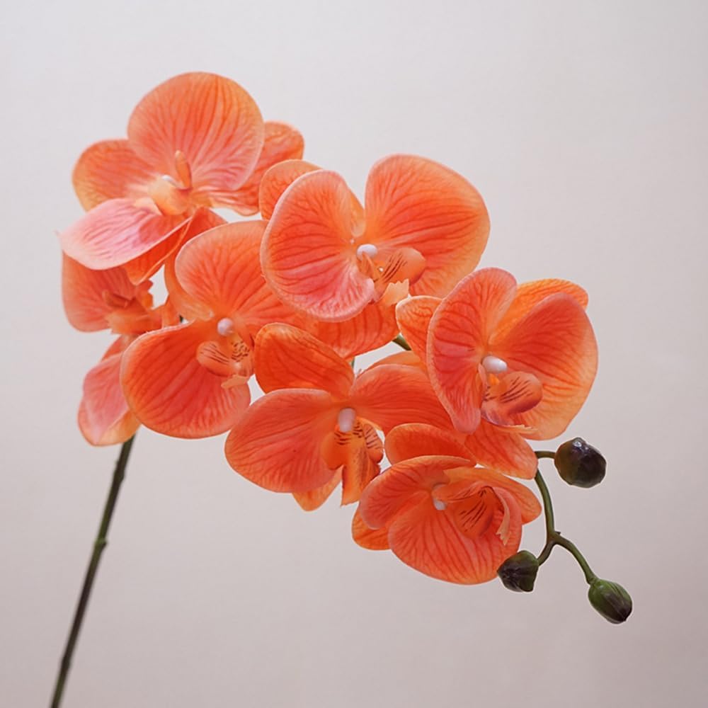 2pcs Champagne Pink Orchid Artificial Flowers, 34.3" Real Touch Fake Orchid Latex Phalaenopsis Branches for Home Party Wedding Bridal Shower Decoration