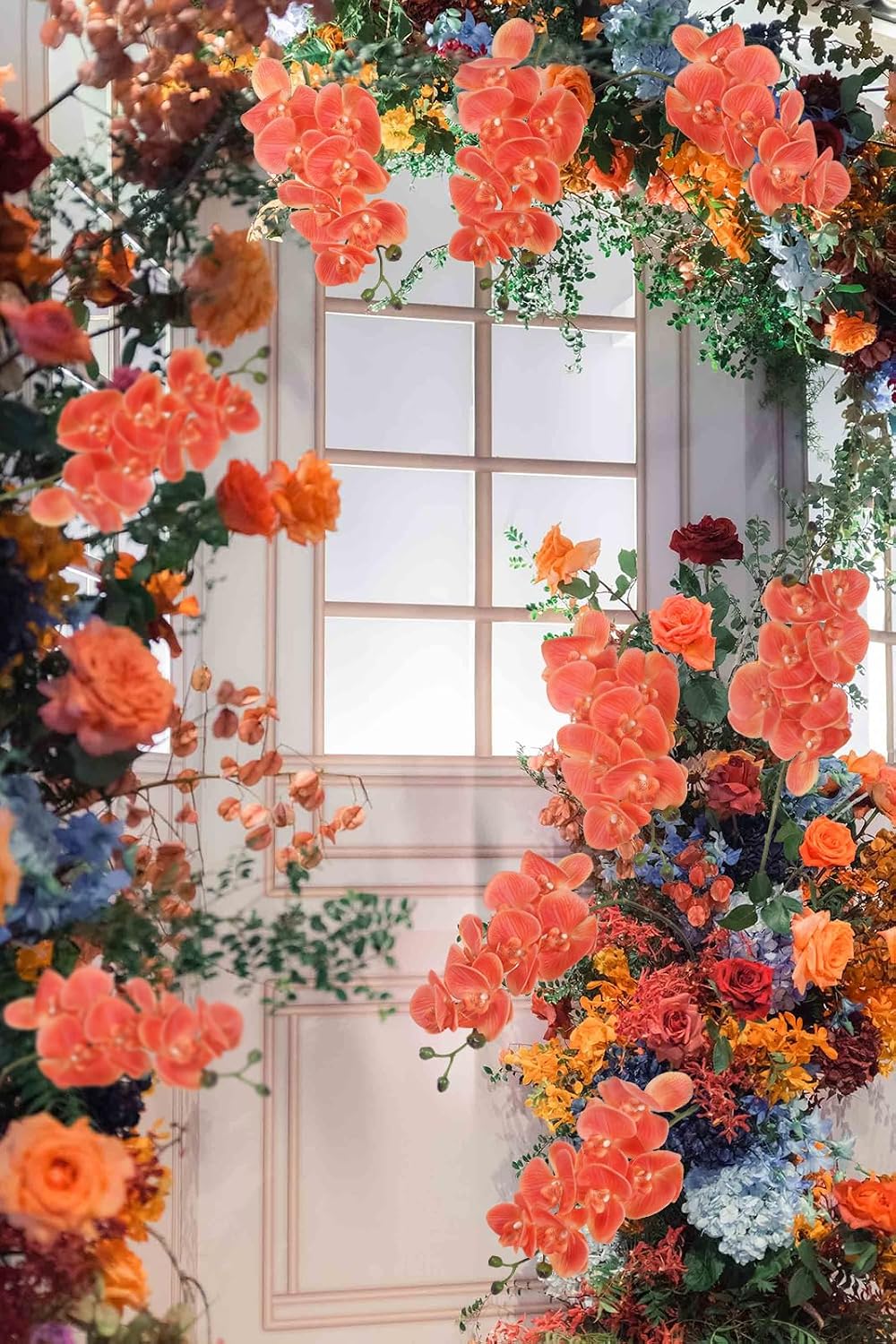 2pcs Champagne Pink Orchid Artificial Flowers, 34.3" Real Touch Fake Orchid Latex Phalaenopsis Branches for Home Party Wedding Bridal Shower Decoration