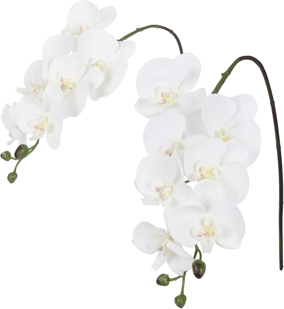 2pcs Champagne Pink Orchid Artificial Flowers, 34.3" Real Touch Fake Orchid Latex Phalaenopsis Branches for Home Party Wedding Bridal Shower Decoration