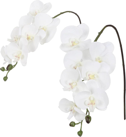 2pcs Champagne Pink Orchid Artificial Flowers, 34.3" Real Touch Fake Orchid Latex Phalaenopsis Branches for Home Party Wedding Bridal Shower Decoration