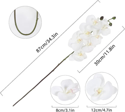 2pcs Champagne Pink Orchid Artificial Flowers, 34.3" Real Touch Fake Orchid Latex Phalaenopsis Branches for Home Party Wedding Bridal Shower Decoration