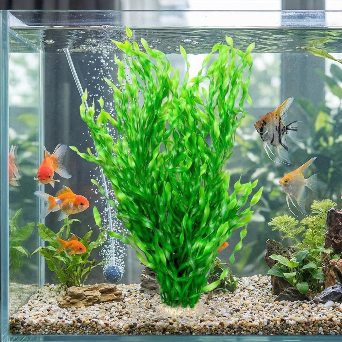 Large Green Realistic Artificial Aquarium Plants Fish Tank Plastic Plants 22 Inch Tall (T0044)