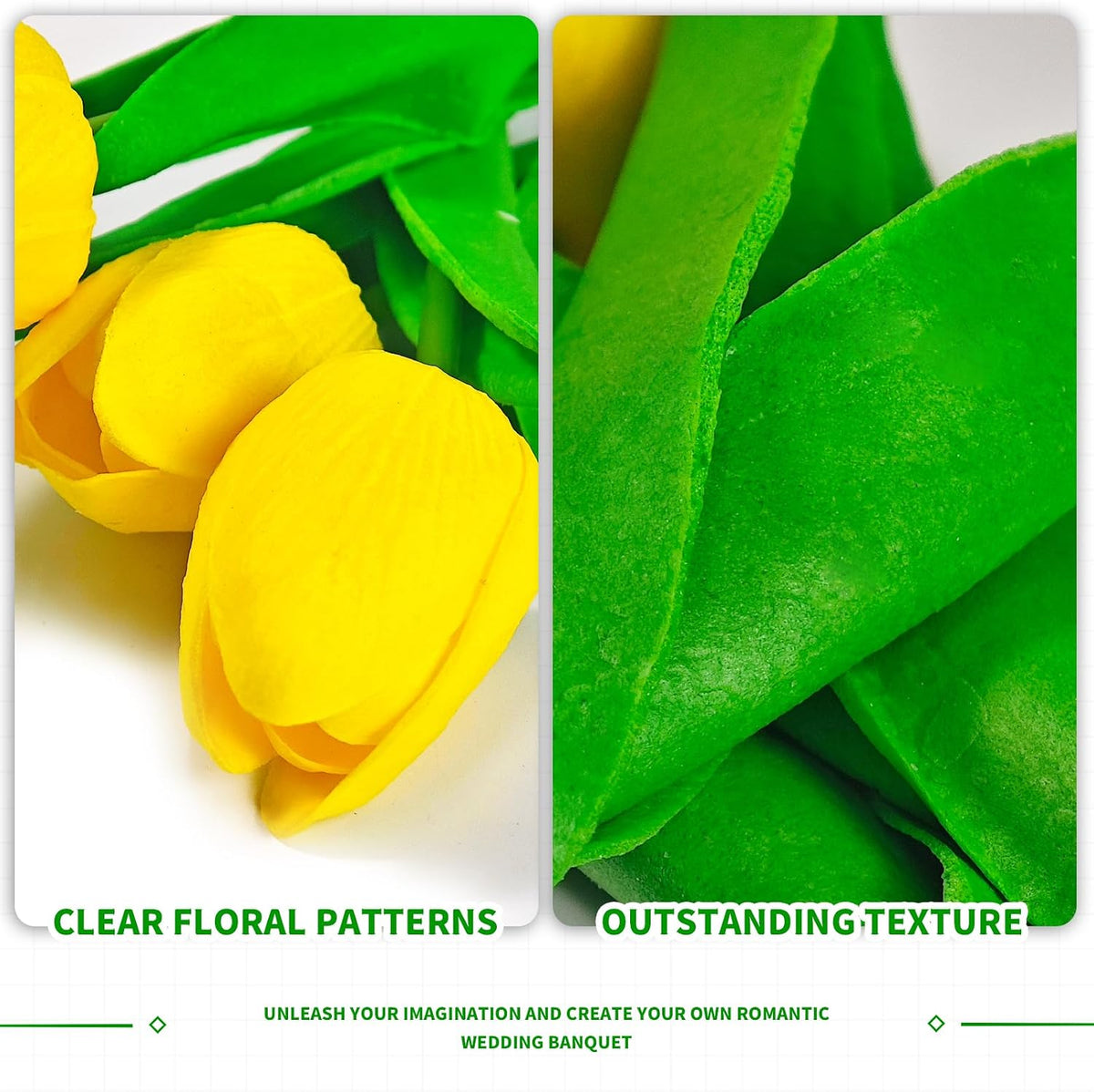 Tulips Artificial Flowers,15Pcs Real Touch PU Faux Tulip Bouquet with Stems