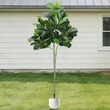 Thiccywoov 1 Pack Artificial Fiddle Leaf Fig Tree with Ground Spike, 6ft Tall Fake Plants Without Vase Realistic Leaves Faux Tree for Indoor Outdoor Front Porch Garden