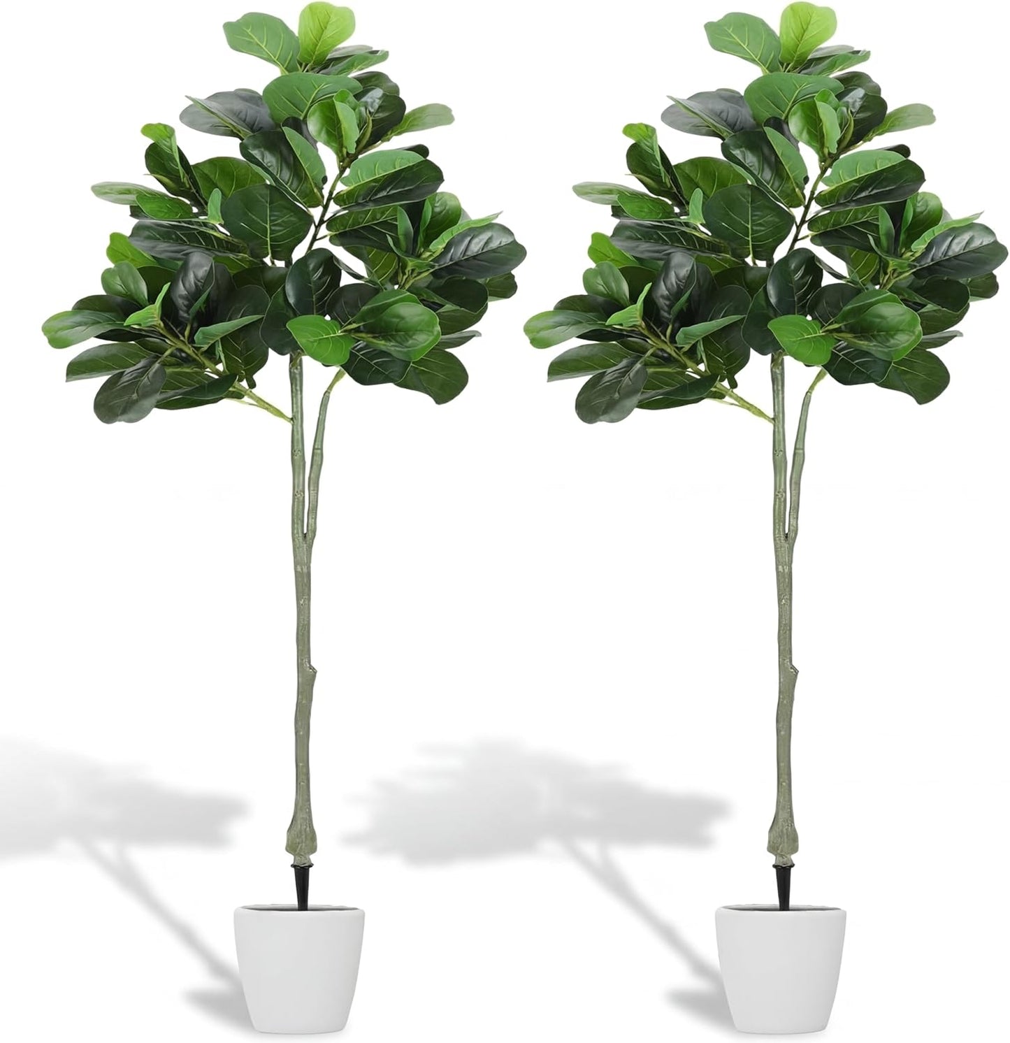 Thiccywoov 1 Pack Artificial Fiddle Leaf Fig Tree with Ground Spike, 6ft Tall Fake Plants Without Vase Realistic Leaves Faux Tree for Indoor Outdoor Front Porch Garden
