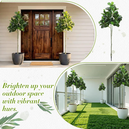 Thiccywoov 1 Pack Artificial Fiddle Leaf Fig Tree with Ground Spike, 6ft Tall Fake Plants Without Vase Realistic Leaves Faux Tree for Indoor Outdoor Front Porch Garden