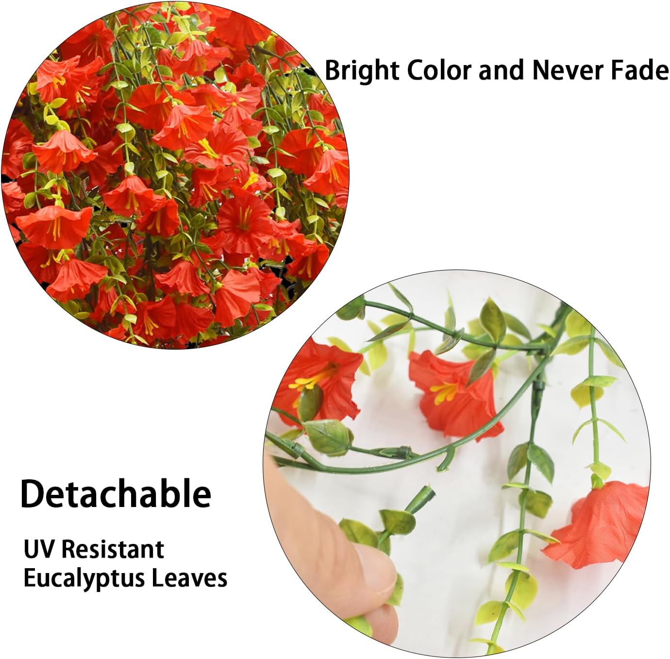 4 Pcs Look Real Artificial Flowers for Outdoors, Artificial Hanging Flowers for Outdoors, UV Resistant Fake Hanging Plants Silk Petunia Flowers for Balcony Yard Spring Decor (Yellow)