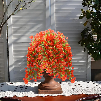 4 Pcs Look Real Artificial Flowers for Outdoors, Artificial Hanging Flowers for Outdoors, UV Resistant Fake Hanging Plants Silk Petunia Flowers for Balcony Yard Spring Decor (Yellow)