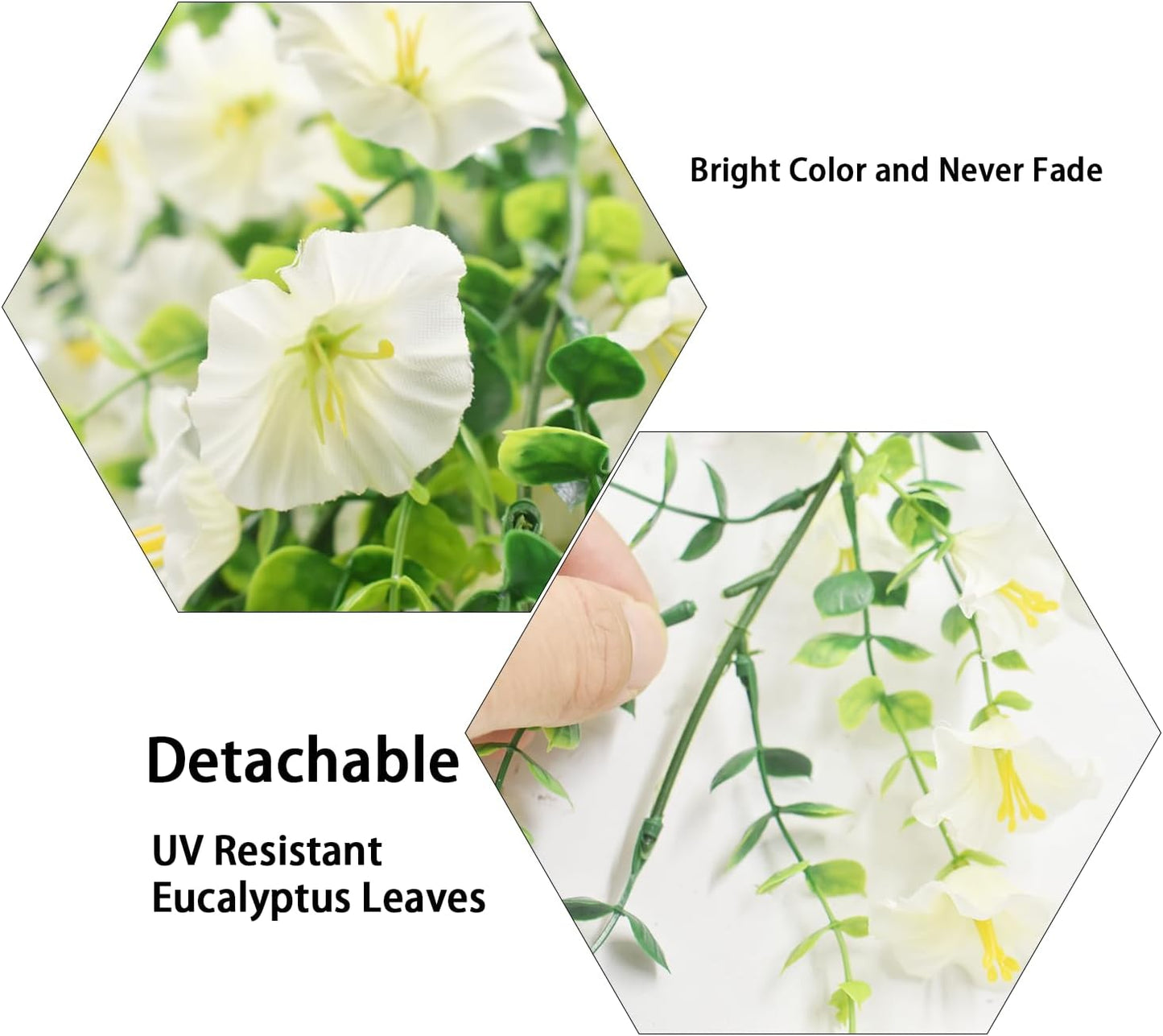 4 Pcs Look Real Artificial Flowers for Outdoors, Artificial Hanging Flowers for Outdoors, UV Resistant Fake Hanging Plants Silk Petunia Flowers for Balcony Yard Spring Decor (Yellow)