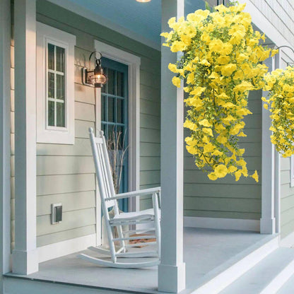 4 Pcs Look Real Artificial Flowers for Outdoors, Artificial Hanging Flowers for Outdoors, UV Resistant Fake Hanging Plants Silk Petunia Flowers for Balcony Yard Spring Decor (Yellow)
