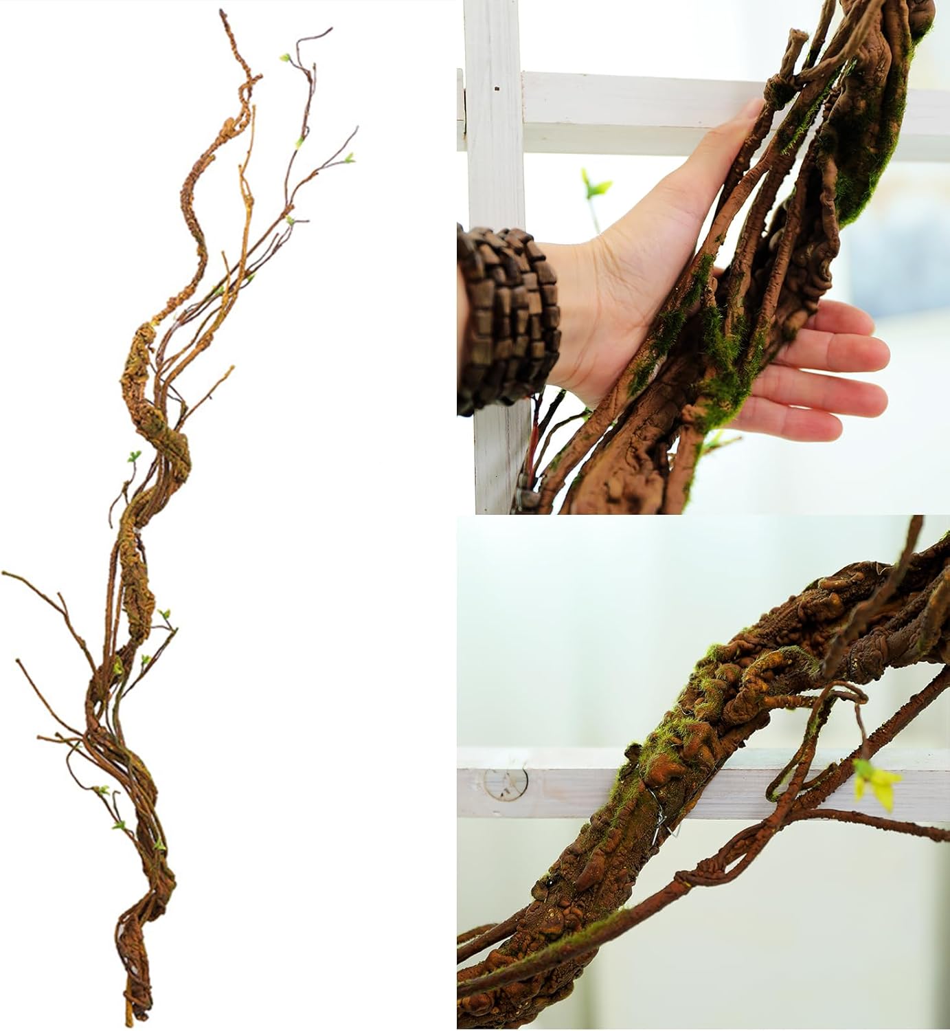 67in Flexible Fake Grapevine Garland Curly Willow Tree Branches Wall Decor | Artificial Hanging Cherry Blossom Wood Twig Twisted Cane Vine Grape for Halloween Wedding Outdoor Garden Home Room Decoration
