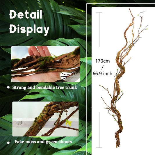 67in Flexible Fake Grapevine Garland Curly Willow Tree Branches Wall Decor | Artificial Hanging Cherry Blossom Wood Twig Twisted Cane Vine Grape for Halloween Wedding Outdoor Garden Home Room Decoration
