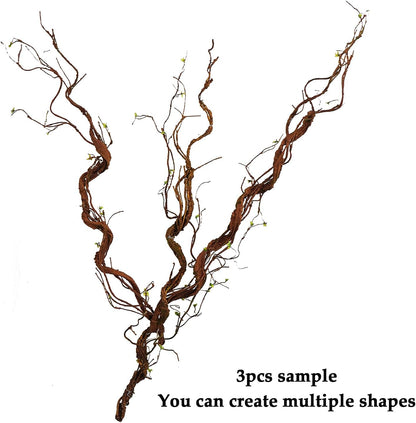 67in Flexible Fake Grapevine Garland Curly Willow Tree Branches Wall Decor | Artificial Hanging Cherry Blossom Wood Twig Twisted Cane Vine Grape for Halloween Wedding Outdoor Garden Home Room Decoration