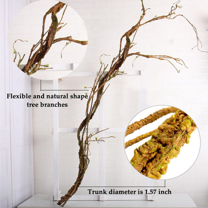 67in Flexible Fake Grapevine Garland Curly Willow Tree Branches Wall Decor | Artificial Hanging Cherry Blossom Wood Twig Twisted Cane Vine Grape for Halloween Wedding Outdoor Garden Home Room Decoration