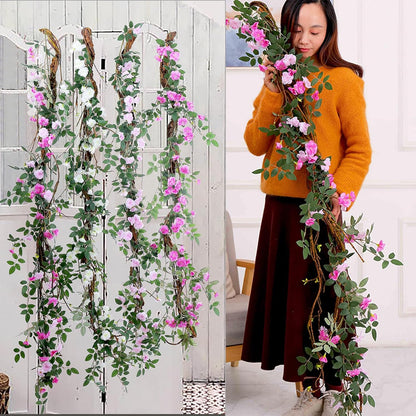 67in Flexible Fake Grapevine Garland Curly Willow Tree Branches Wall Decor | Artificial Hanging Cherry Blossom Wood Twig Twisted Cane Vine Grape for Halloween Wedding Outdoor Garden Home Room Decoration