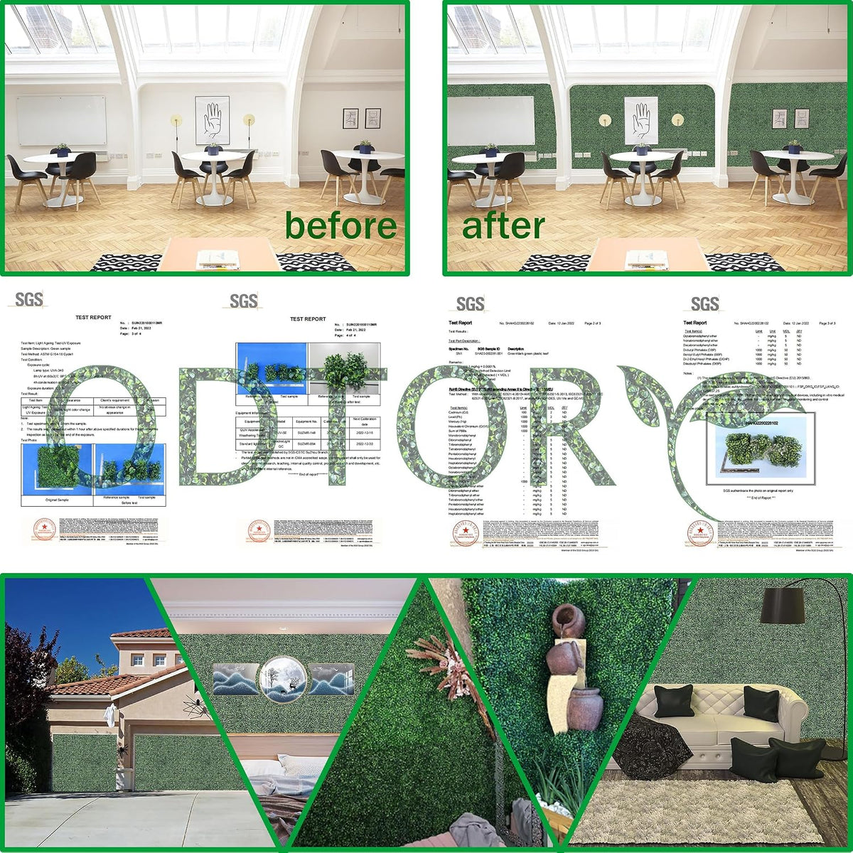 ODTORY Artificial Ivy Privacy Fence Wall Screen: 6FT X 12FT (72 sqft)
